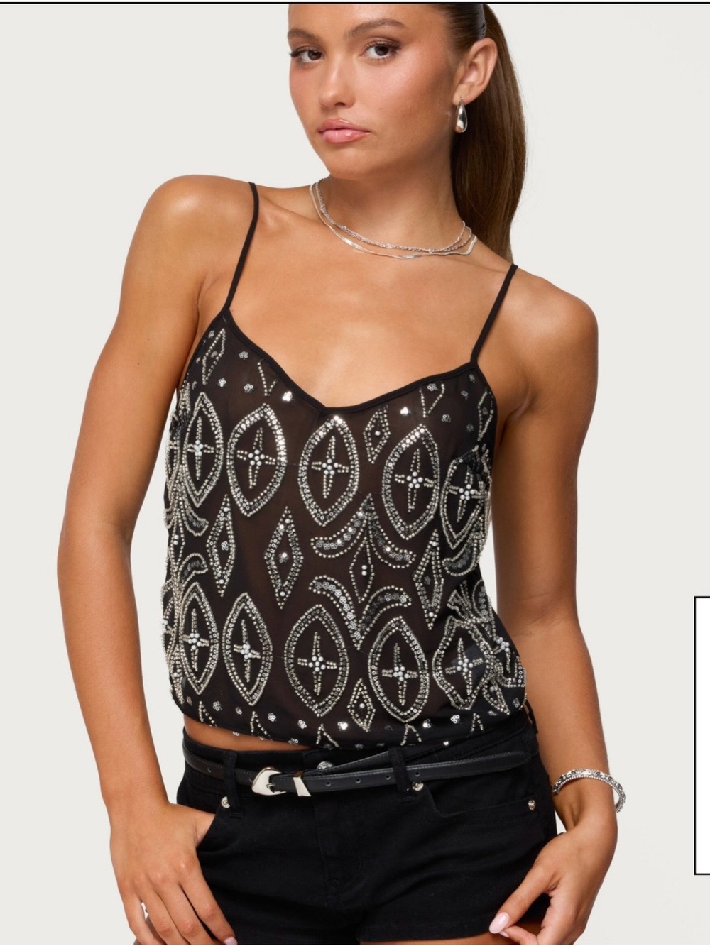 Edikted Kaleesy Beaded Tank Top